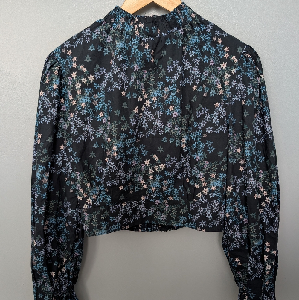 Floral Black and Blue Women's Top